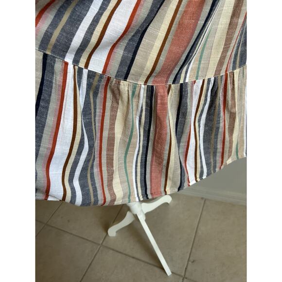 Angie Boho Stripe Tiered Maxi Dress Long Cutout Smocked Fairy Hippie Festival M - Picture 10 of 12